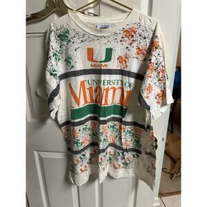 Vintage Miami Hurricanes T-shirt Mens XL White All Over Print AOP University 90s